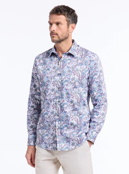 Buckingham Long Sleeve Button Down Shirt Blue - Robert Graham