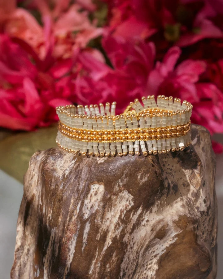 Handwoven Beaded Noor Bracelet Mint - Mayana Designs