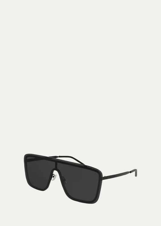 Unisex Mask Metal Shield Sunglasses Black - Saint Laurent