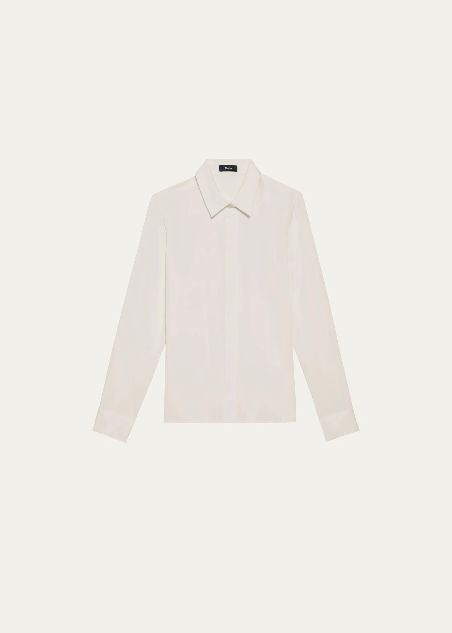 Classic Fitted Shirt in Silk Georgette Ivory - Theory Women's