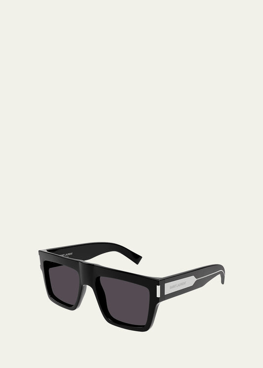Men's Acetate Rectangle Sunglasses Black Crystal - Saint Laurent