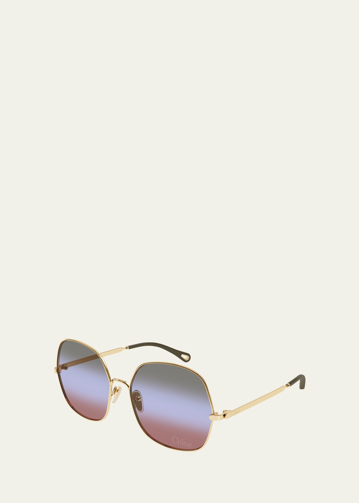 Round Sunglasses Gold/Green - Chloé