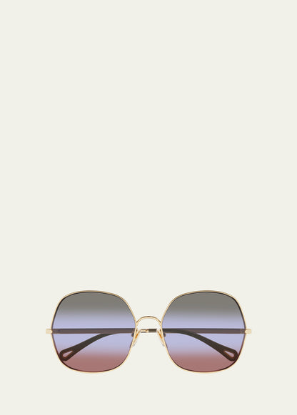 Round Sunglasses Gold/Green - Chloé