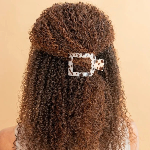 Small Flat Square Hair Clip Blonde Tortoise - TELETIES
