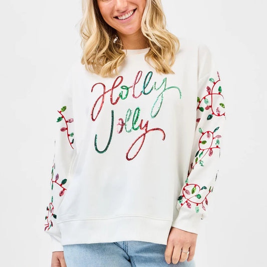 Sarah Sweatshirt Holly Jolly Lights - Mary Square