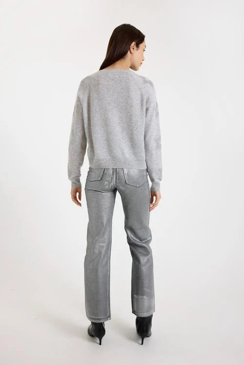 Star Dust Sleeve Crew Super Grey - Brodie Cashmere
