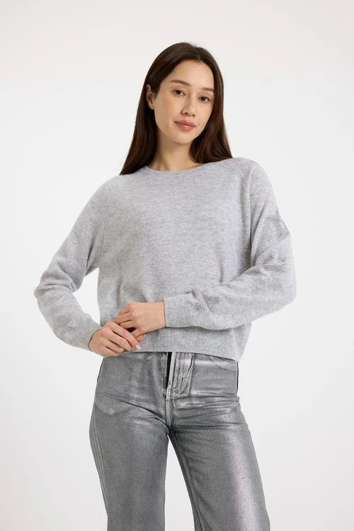 Star Dust Sleeve Crew Super Grey - Brodie Cashmere