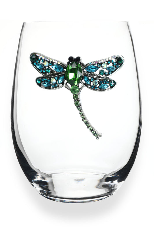 Dragonfly Jeweled Stemless Wine Glass - The Queens Jewels