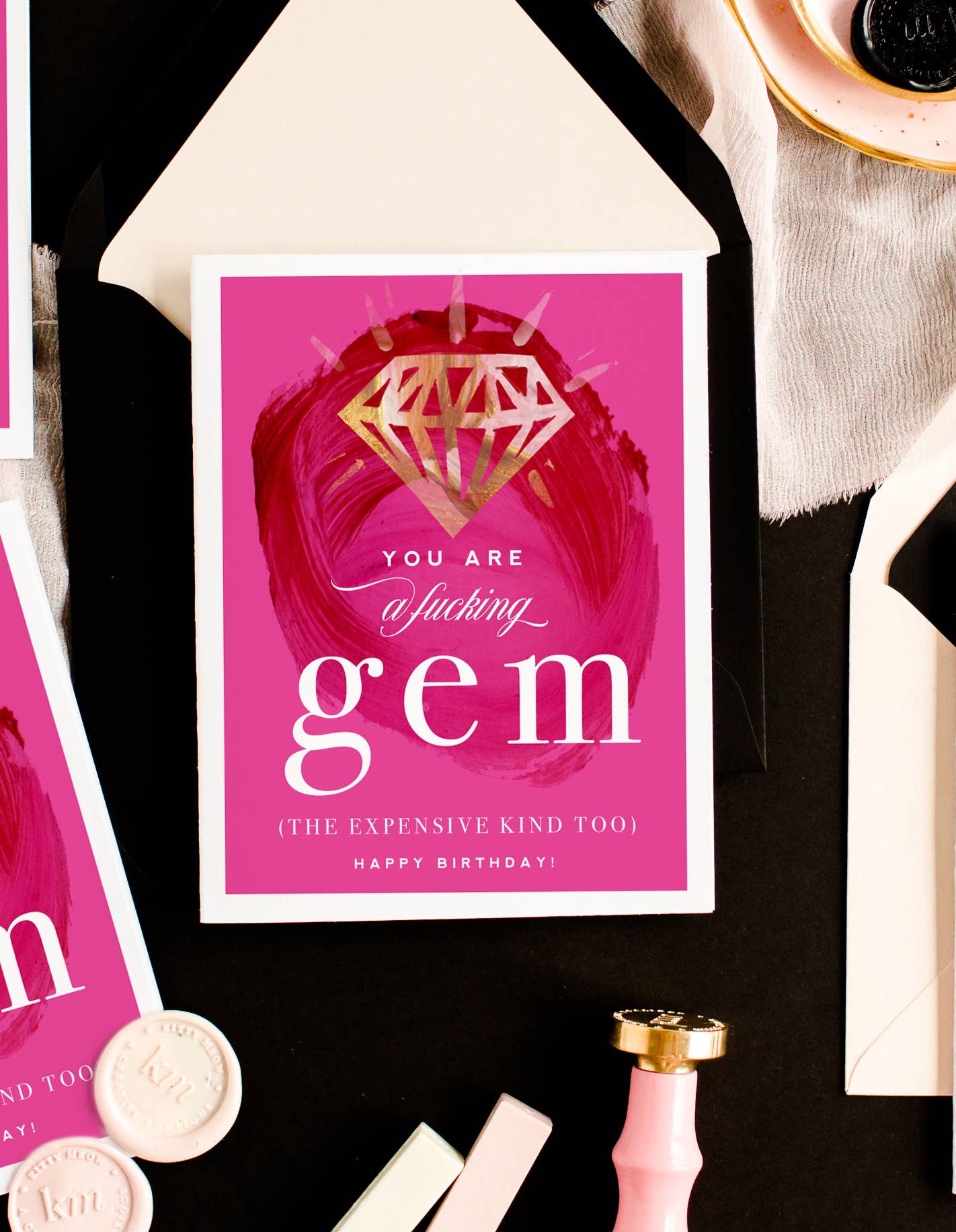 You Are A F-ing Gem Funny Birthday Card - Kitty Meow Boutique