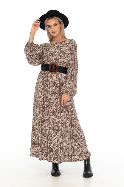 Rainforest Winter NY Long Dress Chocolate - Skemo