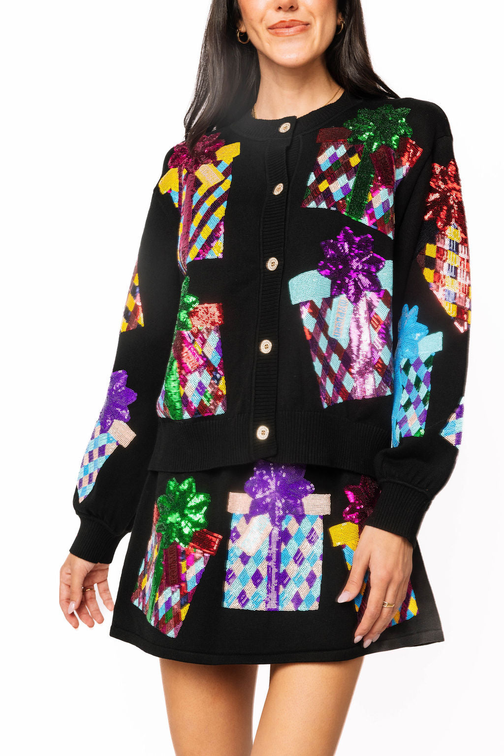 Present Cardigan Black Multi - Queen Of Sparkles