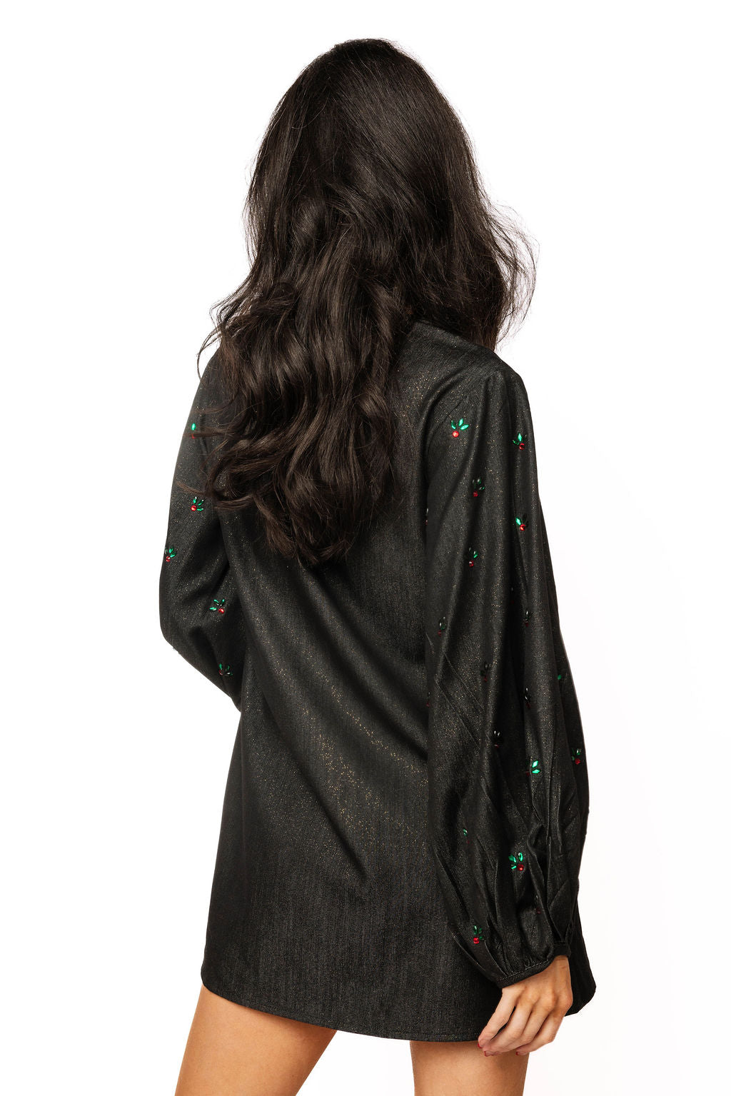 Shimmery Denim Nutcracker Dress Black - Queen Of Sparkles