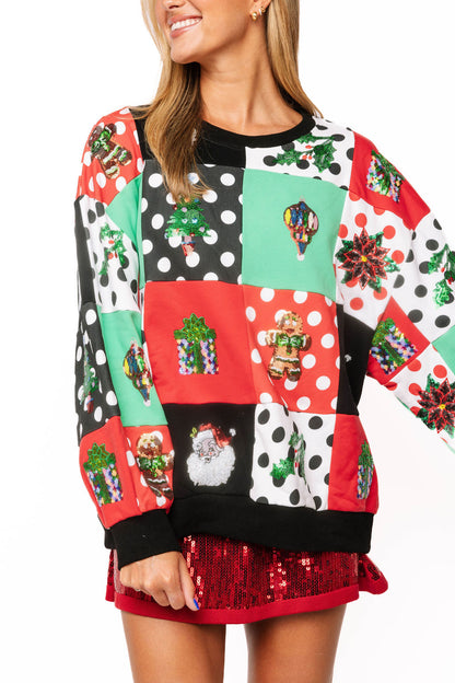 Polka Dot Christmas Icon Sweatshirt Multi - Queen Of Sparkles