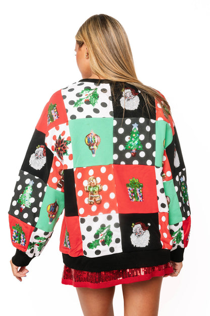 Polka Dot Christmas Icon Sweatshirt Multi - Queen Of Sparkles