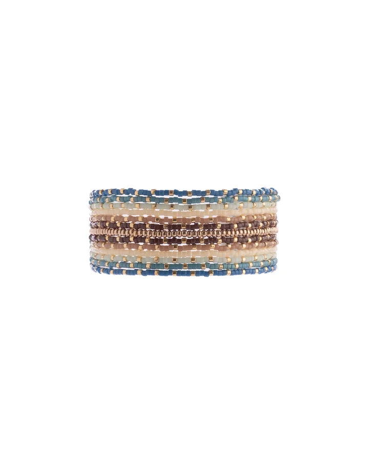 Beaded Handwoven Chudi Multistrand Bracelet Blue - Mayana Designs