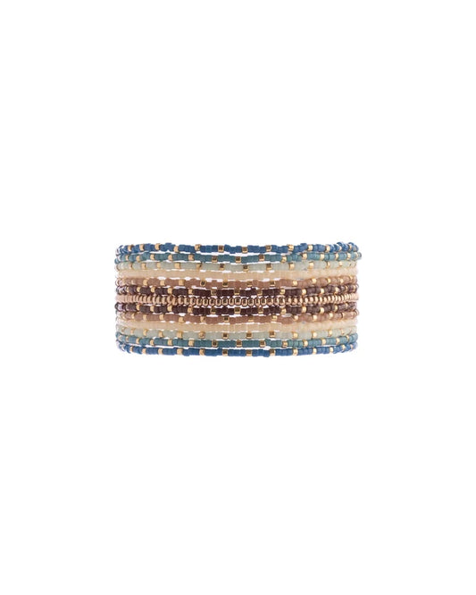 Beaded Handwoven Chudi Multistrand Bracelet Blue - Mayana Designs
