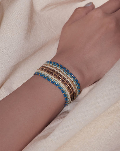 Beaded Handwoven Chudi Multistrand Bracelet Blue - Mayana Designs