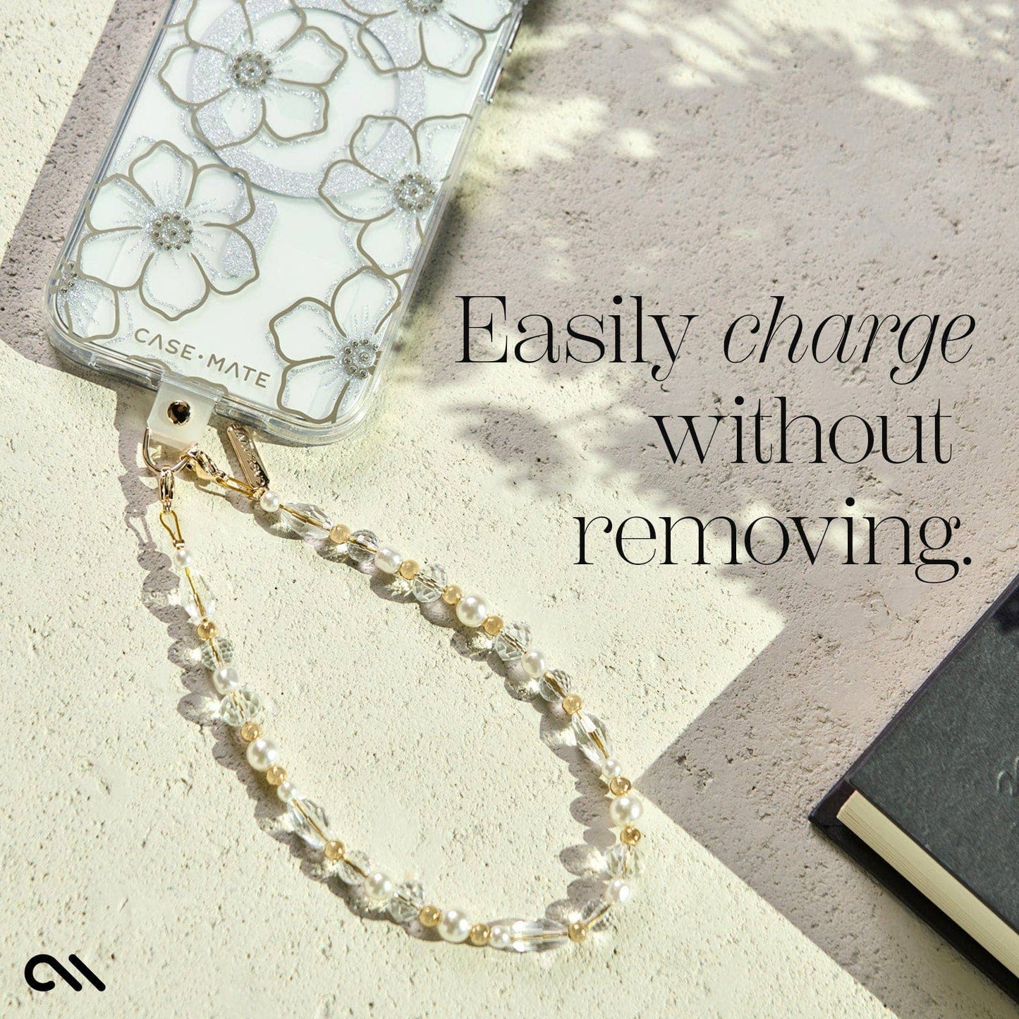 Crystal Pearl Gold Phone Charm - Case-Mate