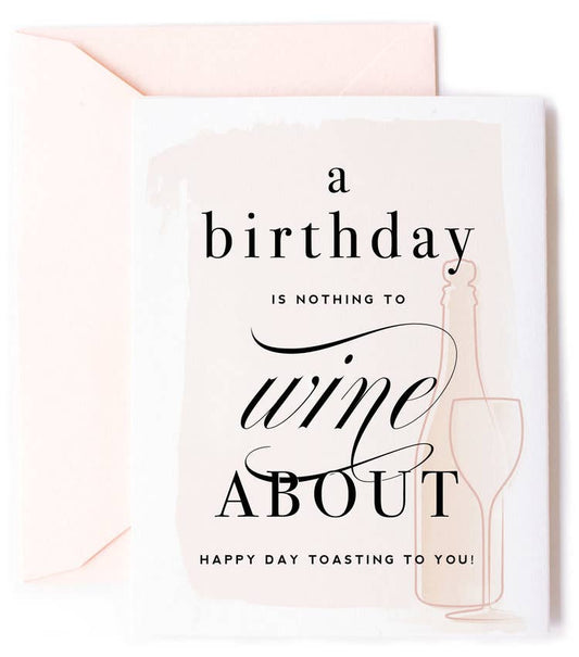 Nothing to Wine About, Birthday & Friendship Greeting Card - Kitty Meow Boutique