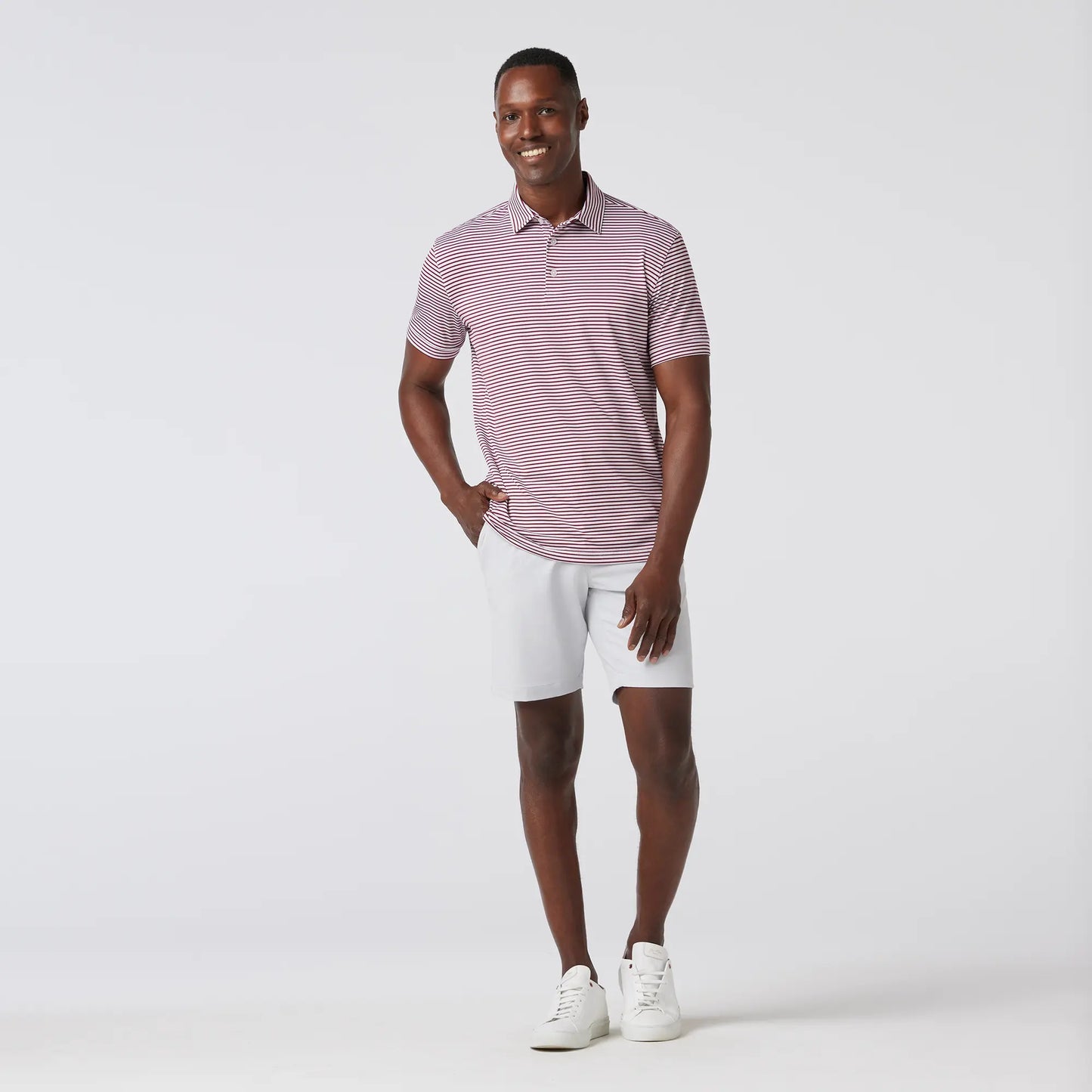 Versa Polo Maroon Stripe - Mizzen + Main