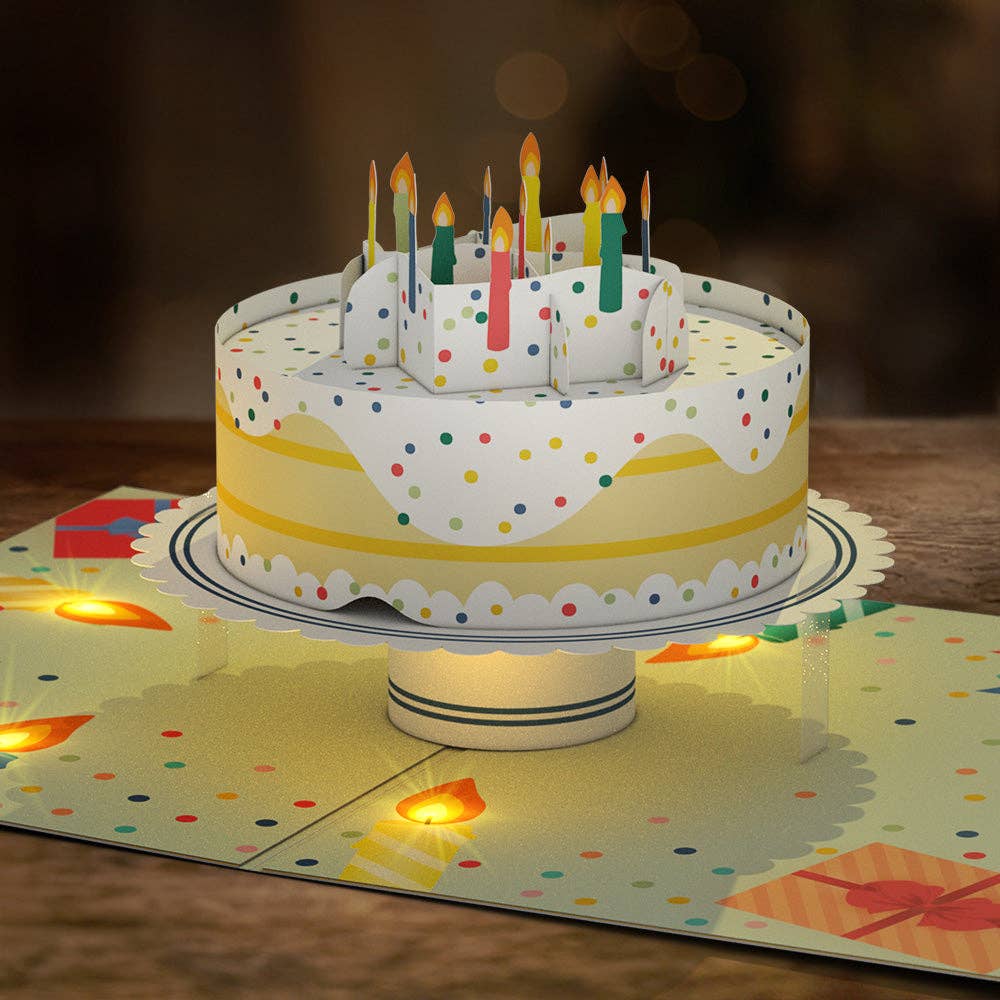 Happy Birthday Confetti Cake Music and Lights Pop-Up Card - Lovepop Cards