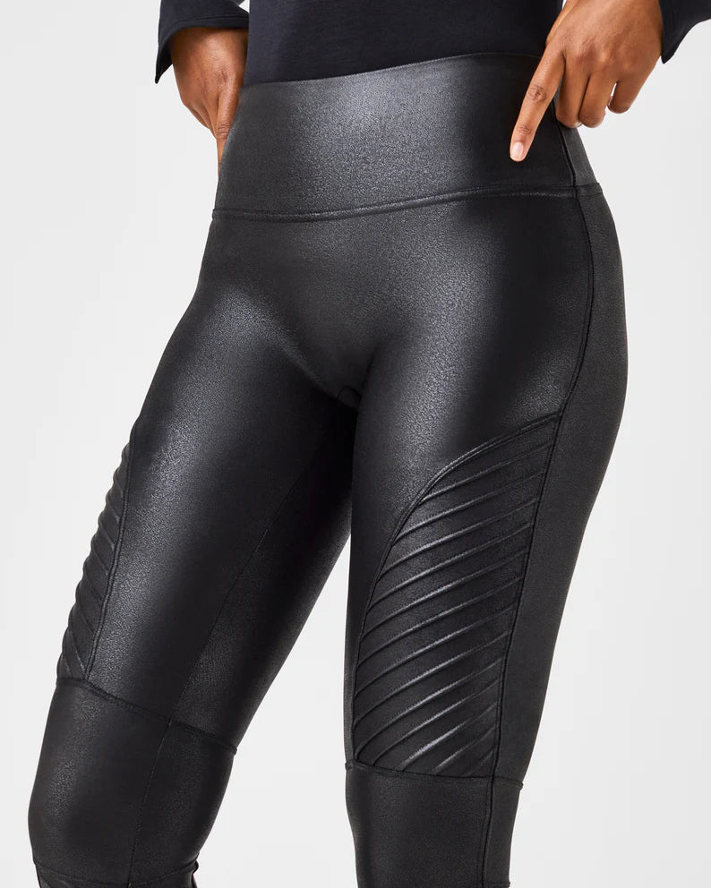 SPANX Faux Leather Moto Leggings Black Size 3X | eBay