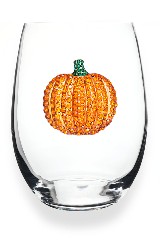 Pumpkin Jeweled Stemless Wine Glass - The Queens Jewels