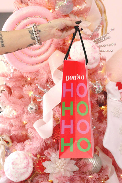 Funny Cute Santa Pink Christmas Holiday Gift Bag Stocking - Kitty Meow Boutique