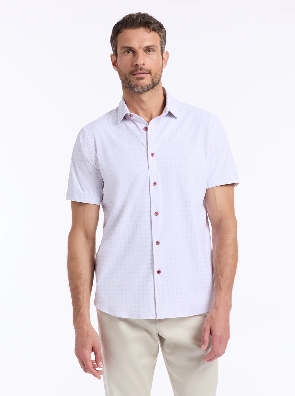 Brompton Short Sleeve Button Down Shirt Lilac - Robert Graham