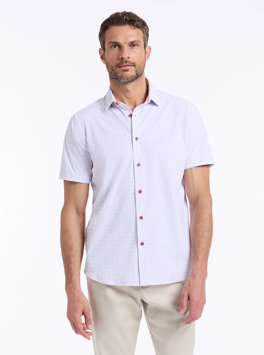 Brompton Short Sleeve Button Down Shirt Lilac - Robert Graham