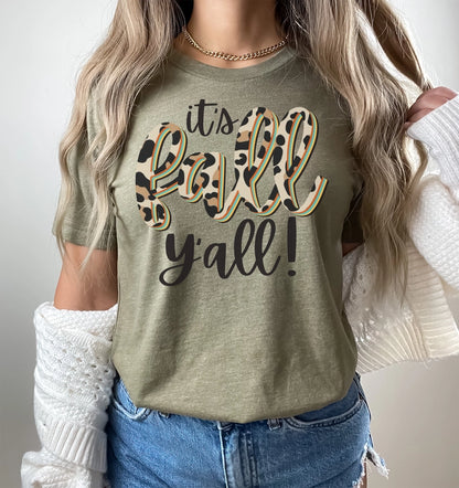 It's Fall Y'all Graphic Tee Heather Green - Jackie Z Style Co.