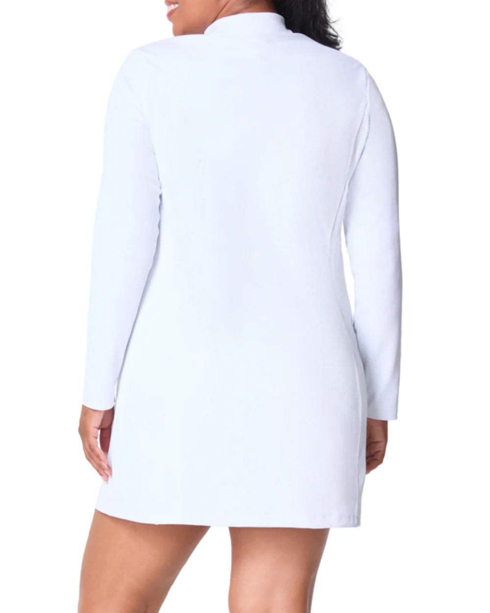 White long sleeve zip up dress sale