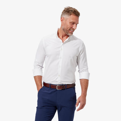 Leeward Long Sleeve Dress Shirt White Solid - Mizzen + Main