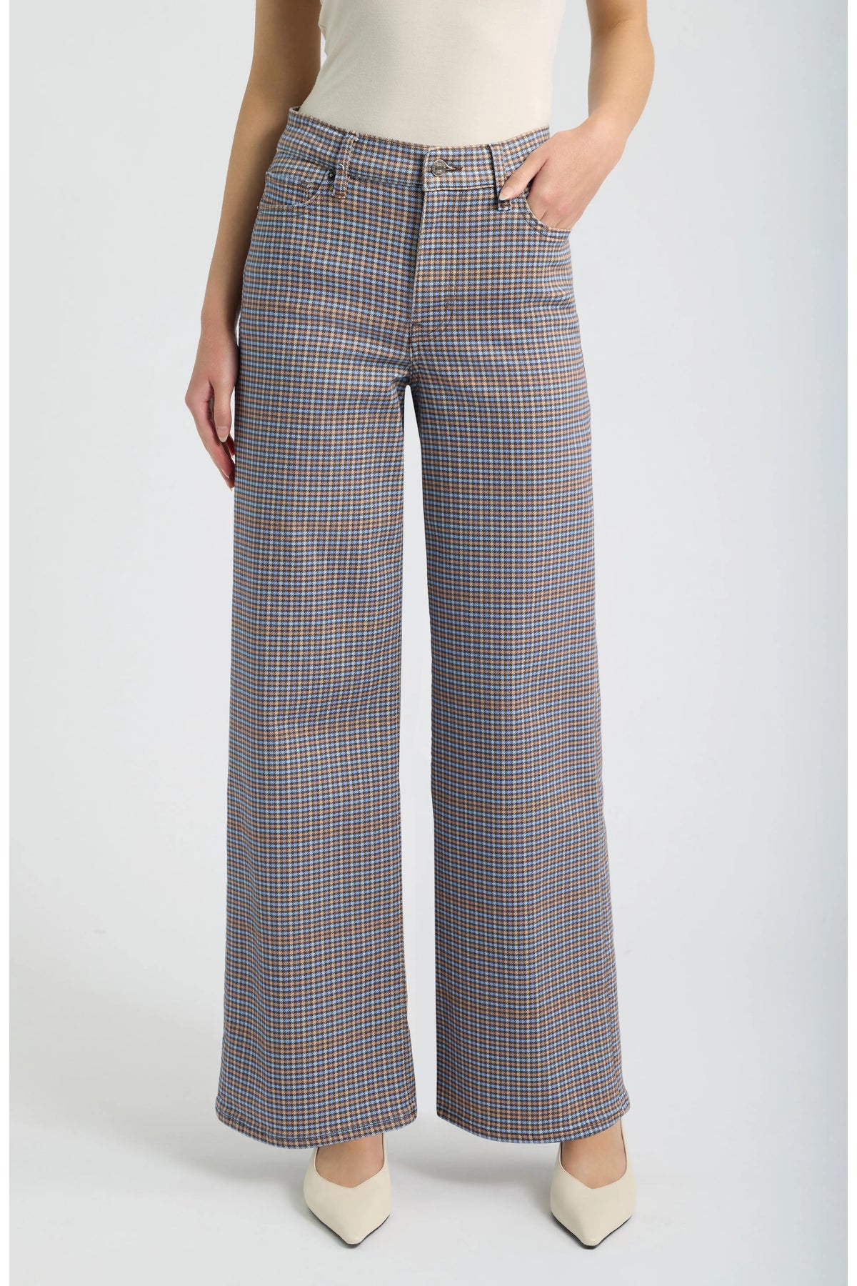 Le Slim Palazzo Chestnut Houndstooth - Frame
