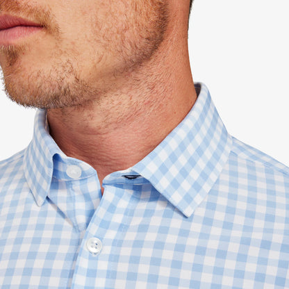 Leeward Dress Shirt Light Blue Gingham - Mizzen + Main