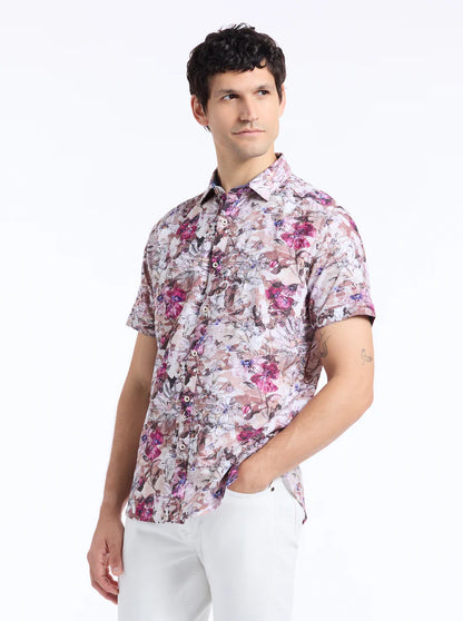 Shillingford Short Sleeve Button Down Shirt Tan - Robert Graham