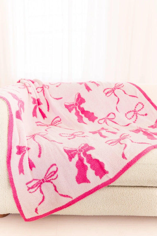 Plush Bow Throw Blanket Pink - Rock Paper Scissors