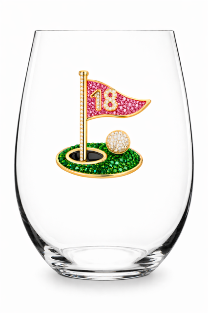 18th Hole Jeweled Stemless Wine Glass - The Queens Jewels