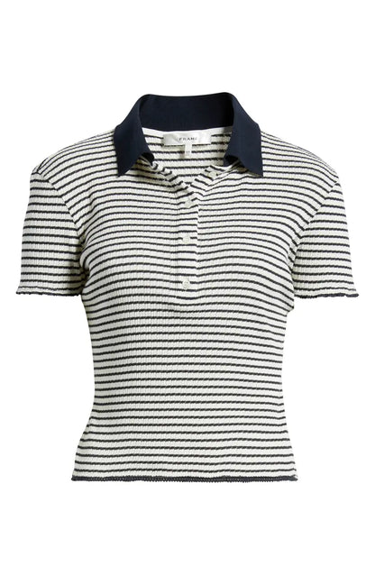 Pointelle Polo Navy Multi - Frame