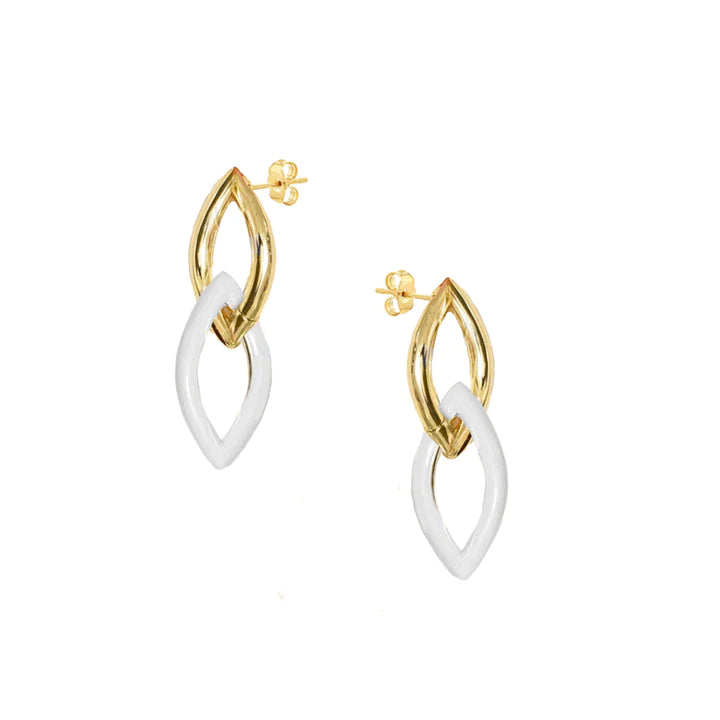 Adriana Pappas Designs - Enamel Link Earrings White