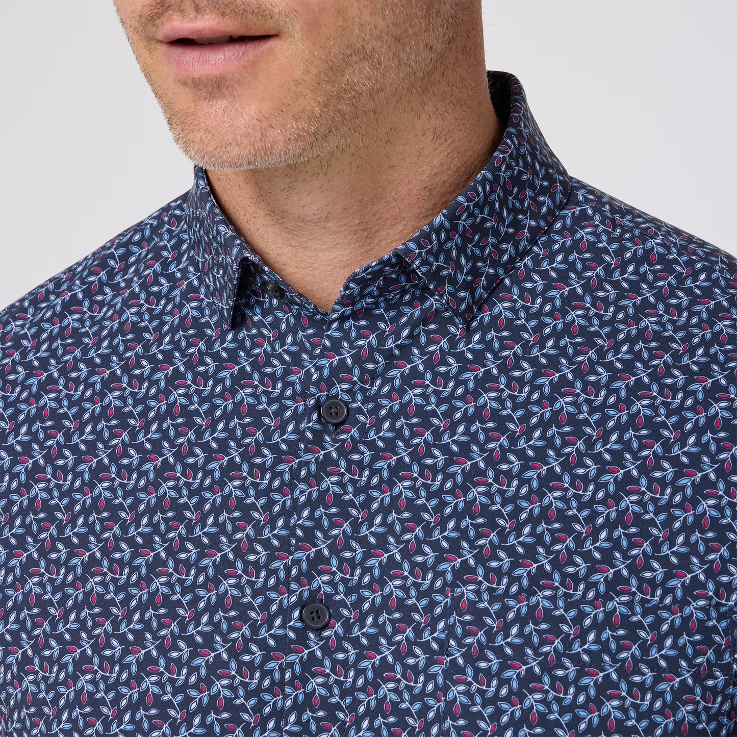 Leeward Short Sleeve Navy Vine Leaf - Mizzen + Main