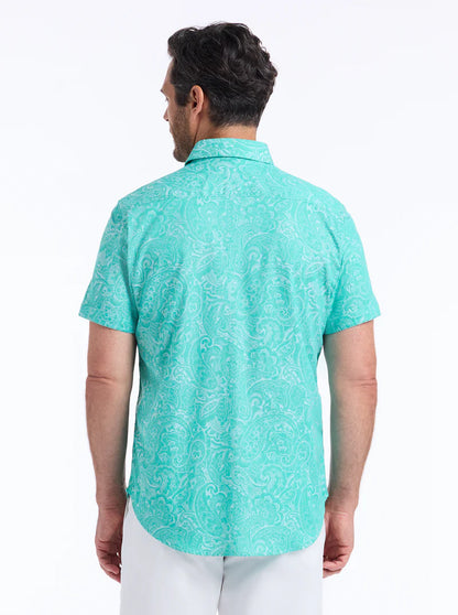 Hudson Short Sleeve Button Down Shirt Mint - Robert Graham