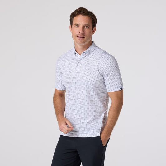 Halyard Polo White Diagonal Dot - Mizzen + Main