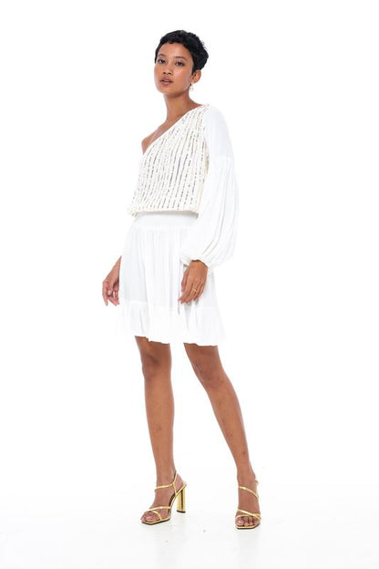 Evening Margarita Short Dress White - Skemo