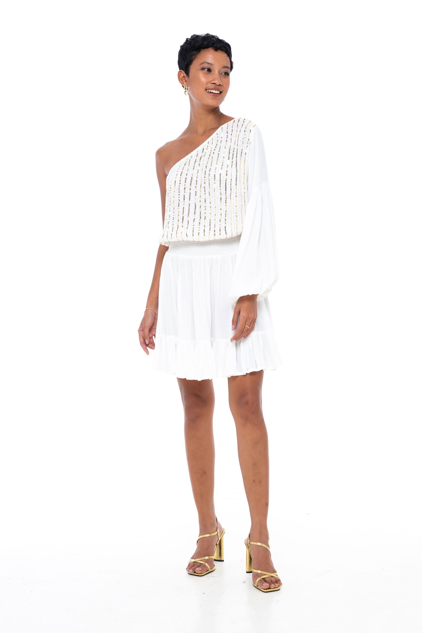 Evening Margarita Short Dress White - Skemo