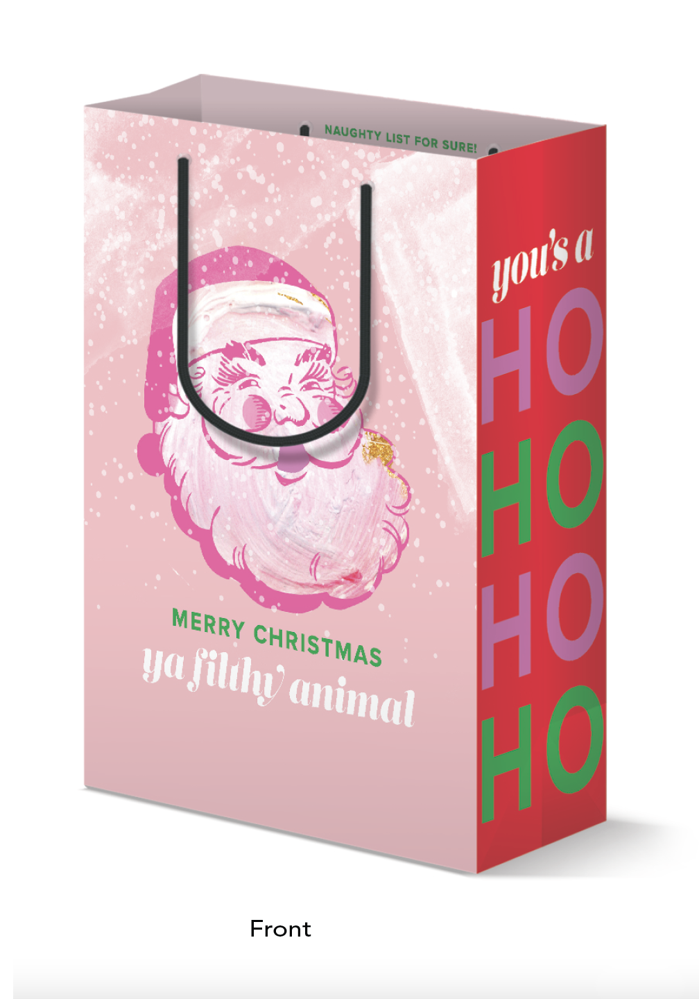 Funny Cute Santa Pink Christmas Holiday Gift Bag Stocking - Kitty Meow Boutique