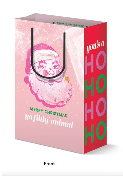 Funny Cute Santa Pink Christmas Holiday Gift Bag Stocking - Kitty Meow Boutique