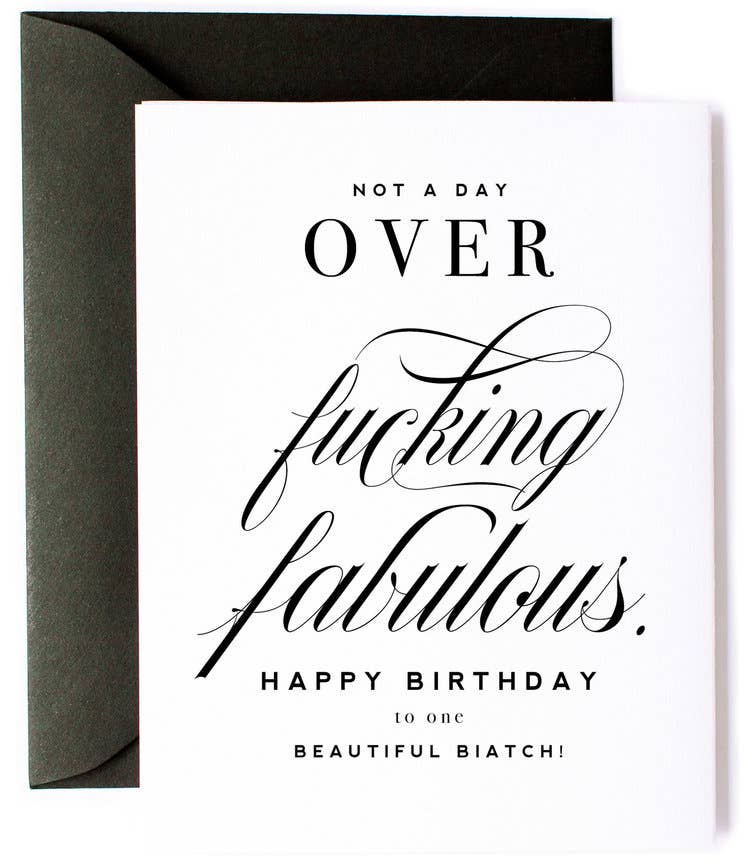 Not A Day Over Fabulous, Funny Birthday Greeting Card - Kitty Meow Boutique