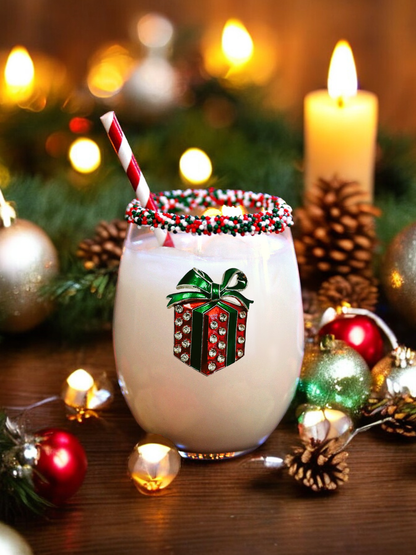 Present Holiday Jeweled Stemless Wine Glass - The Queens Jewels