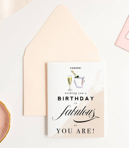 Cheers! Fabulous Champagne Birthday Greeting Card - Kitty Meow Boutique